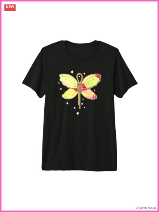 Tops - Climbing Fairy Wings Knot Graphic Tri-Blend Crew Neck T-Shirt